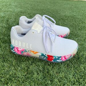 Nobull Shoes Women’s 9.5 Mens 8 White Floral Tropical Trainers Crossfit Athletic